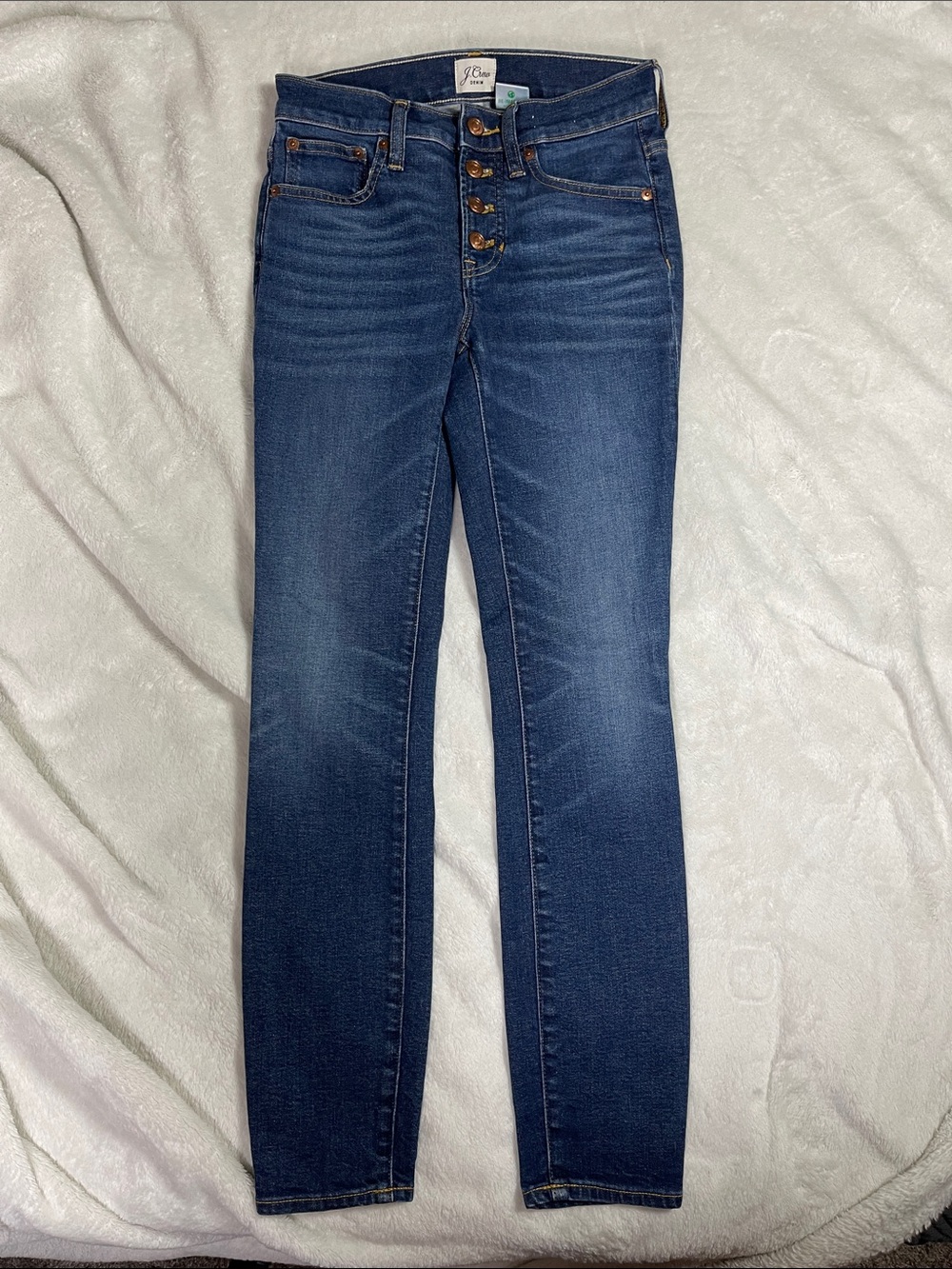 J. Crew Dark Blue High-Rise Button-Fly 9” TOOTHPICK Jeans